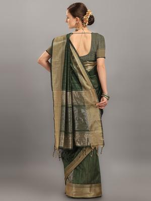 green tussar silk saree with blouse - 17567906 - Standard Image - 2