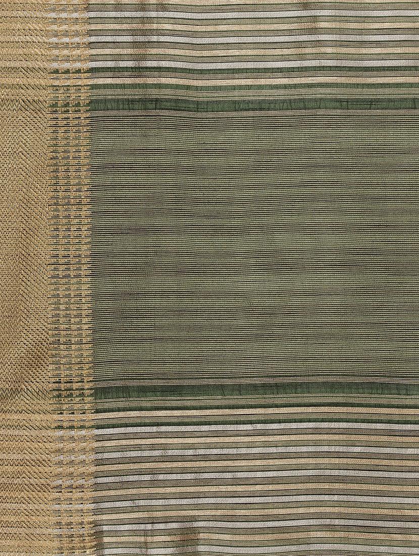 green tussar silk saree with blouse - 17567906 - Zoom Image - 4