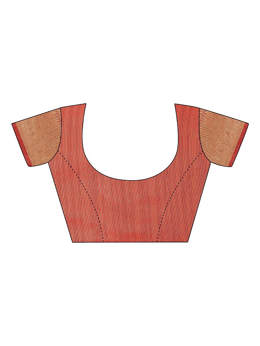 red tussar silk saree with blouse - 17567908 - Zoom Image - 3