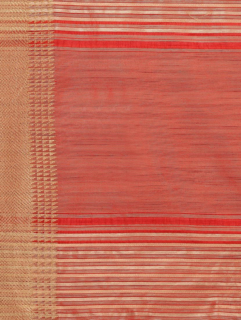 red tussar silk saree with blouse - 17567908 - Zoom Image - 4