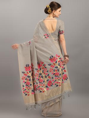 floral print saree with blouse - 17567910 - Standard Image - 2