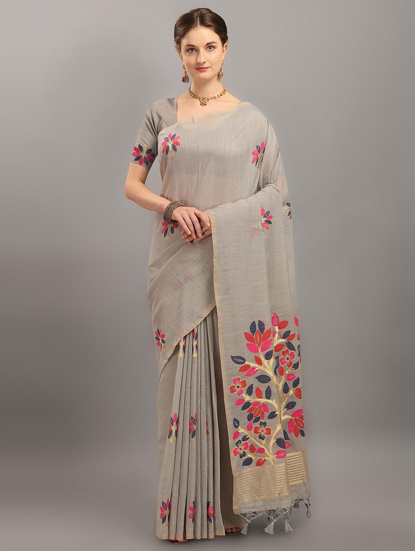 floral print saree with blouse - 17567910 - Zoom Image - 1