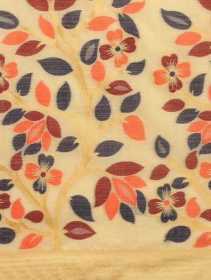 floral print saree with blouse - 17567913 - Standard Image - 4