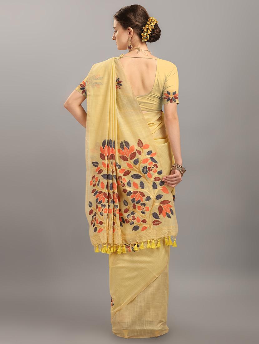 floral print saree with blouse - 17567913 - Zoom Image - 2