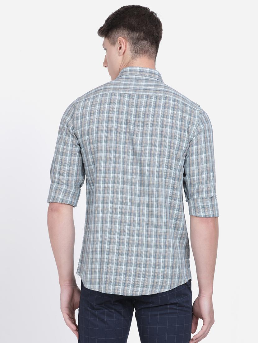 blue checkered casual shirt - 17568037 - Zoom Image - 3