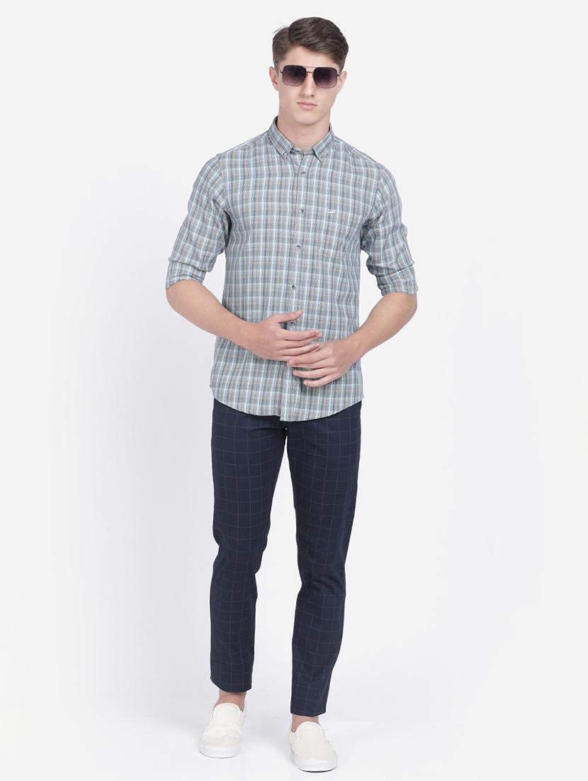 blue checkered casual shirt - 17568037 - Zoom Image - 4