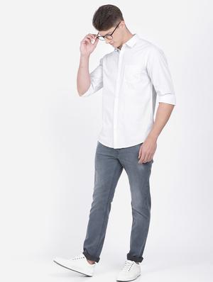 white solid casual shirt - 17568088 - Standard Image - 4