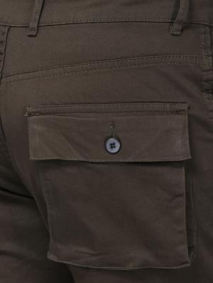 brown solid cargo shorts - 17568124 - Standard Image - 5