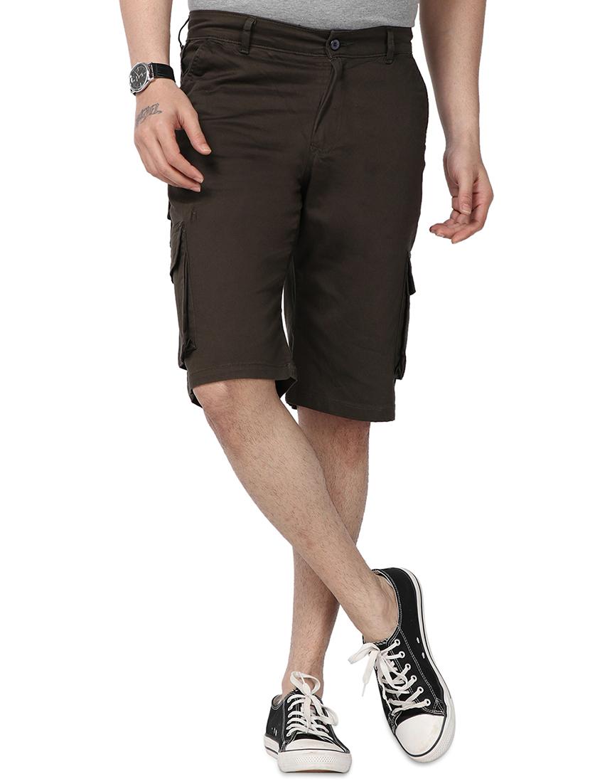 brown solid cargo shorts - 17568124 - Zoom Image - 1