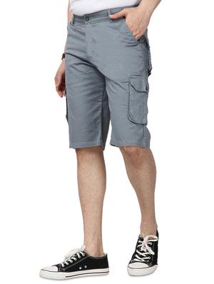 grey solid cargo shorts - 17568125 - Standard Image - 2