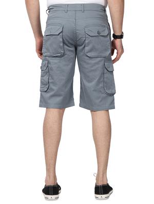 grey solid cargo shorts - 17568125 - Standard Image - 3