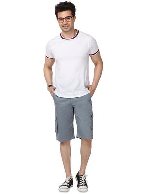 grey solid cargo shorts - 17568125 - Standard Image - 4