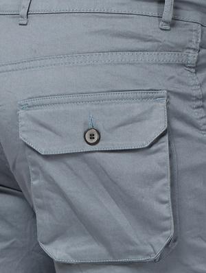 grey solid cargo shorts - 17568125 - Standard Image - 5