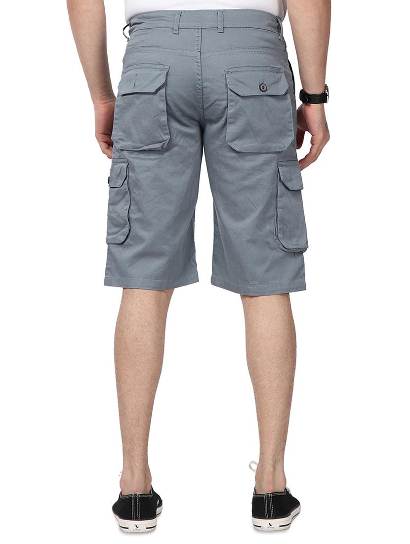 grey solid cargo shorts - 17568125 - Zoom Image - 3