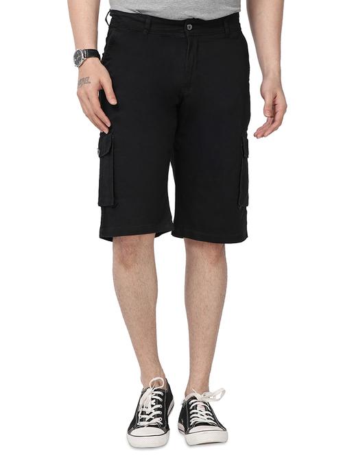 black solid cargo shorts - 17568126 - Standard Image - 1