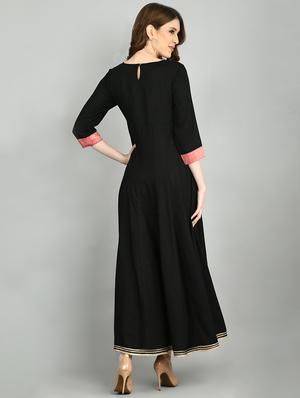 contrast yoke flared kurta - 17568167 - Standard Image - 3