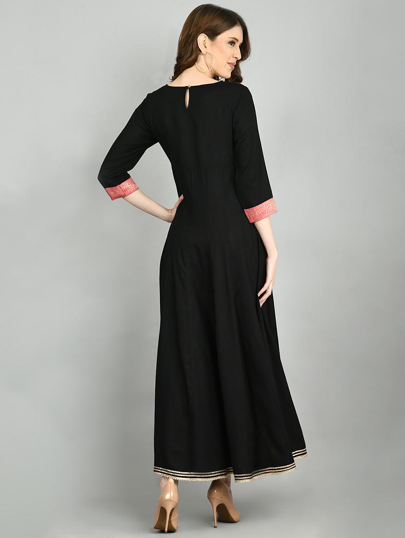 contrast yoke flared kurta - 17568167 - Zoom Image - 3