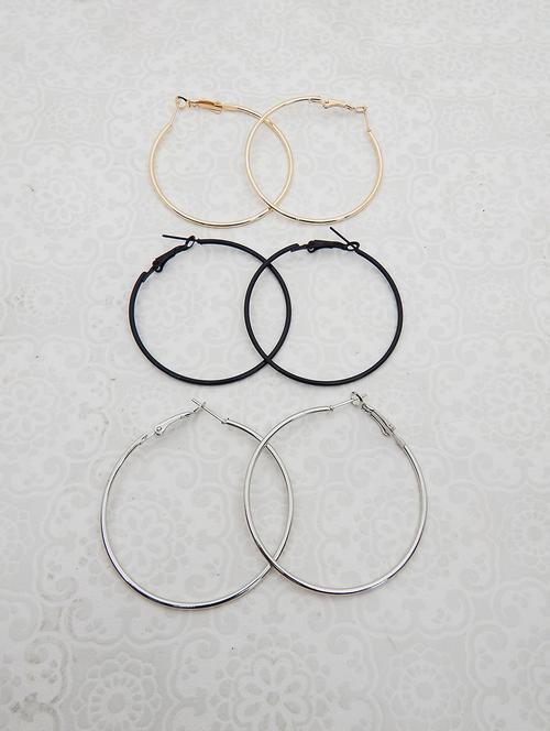 gold metal hoop earring set of 3 - 17568176 - Standard Image - 1