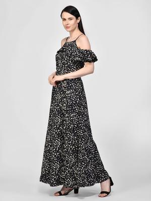 cold shoulder floral high slit dress - 17568187 - Standard Image - 2