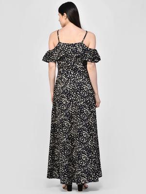 cold shoulder floral high slit dress - 17568187 - Standard Image - 3