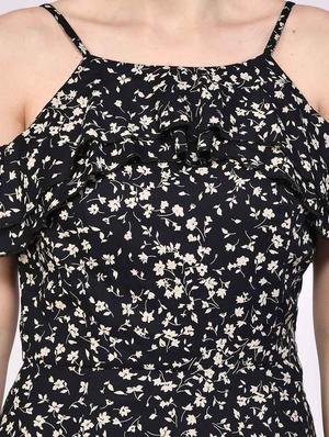 cold shoulder floral high slit dress - 17568187 - Standard Image - 4
