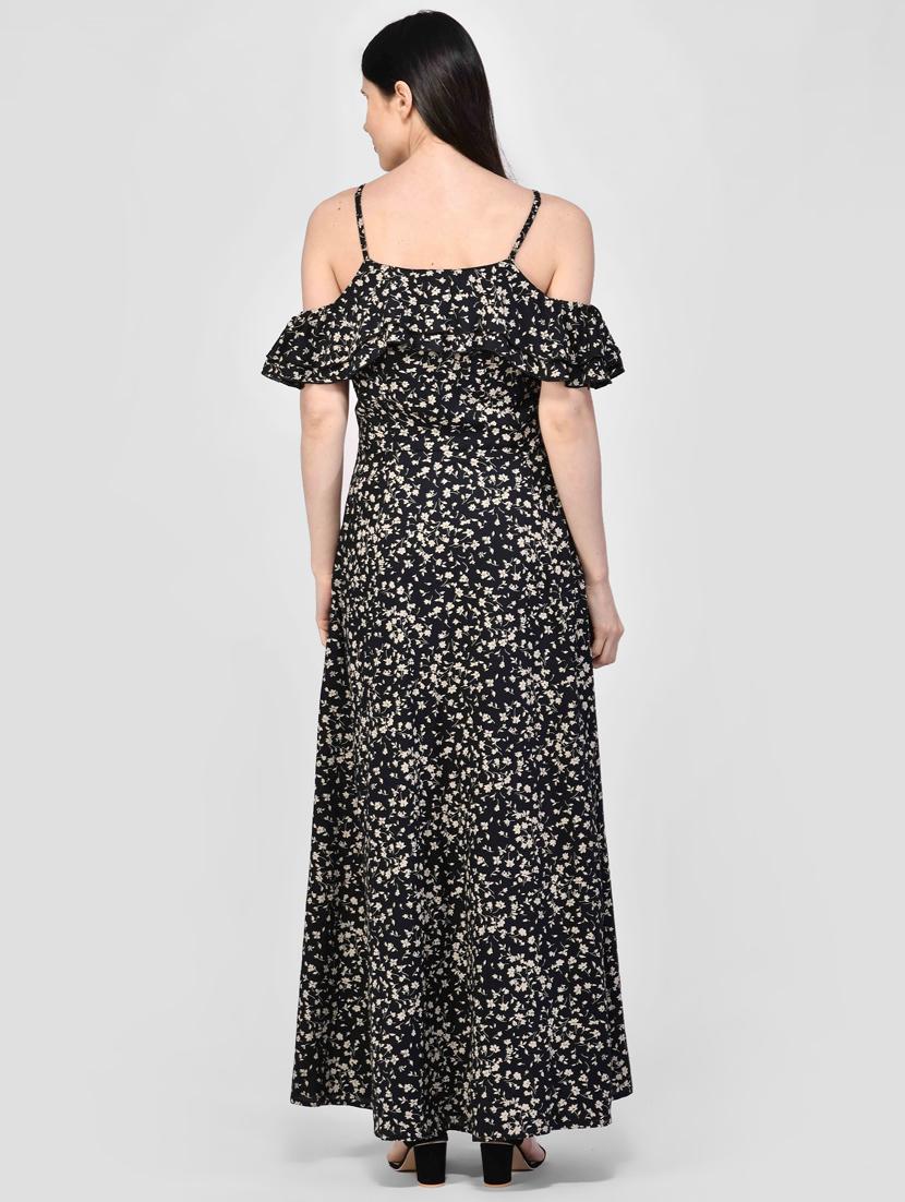 cold shoulder floral high slit dress - 17568187 - Zoom Image - 3