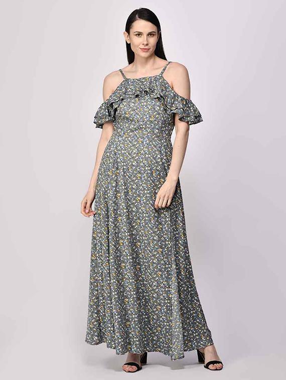 cold shoulder floral high slit dress - 17568188 - Zoom Image - 1