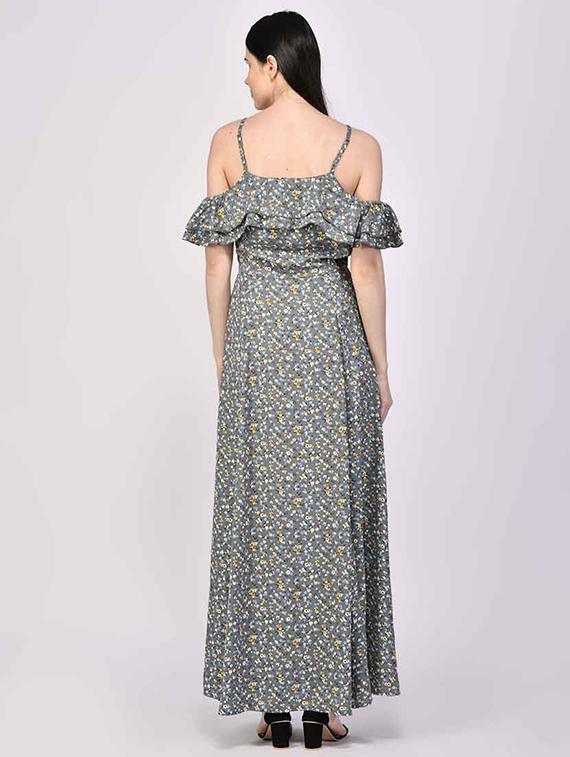 cold shoulder floral high slit dress - 17568188 - Zoom Image - 3