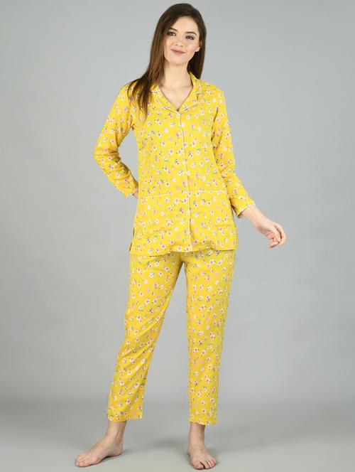 yellow printed nightwear set - 17568193 - Standard Image - 1