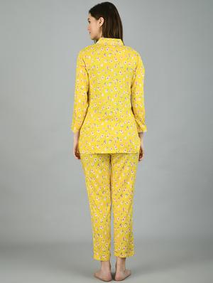 yellow printed nightwear set - 17568193 - Standard Image - 3