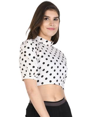 puff sleeves polka dot crop top - 17568198 - Standard Image - 2