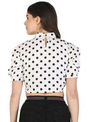 puff sleeves polka dot crop top - 17568198 - Standard Image - 3