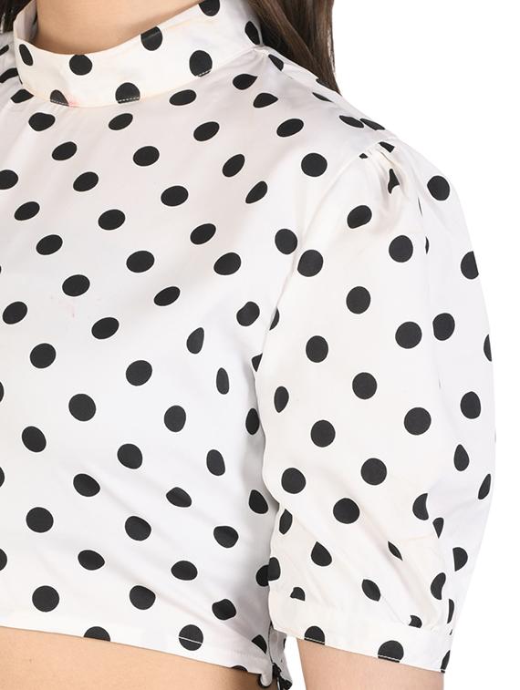 puff sleeves polka dot crop top - 17568198 - Zoom Image - 5