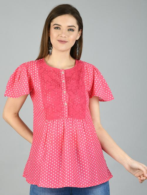 pink polyester regular top - 17568277 - Standard Image - 1