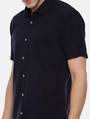 navy blue solid casual shirt - 17568601 - Standard Image - 5