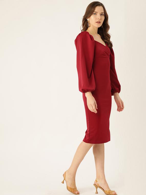 puff sleeves bodycon dress - 17568658 - Zoom Image - 2