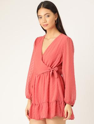 dobby detail wrap dress - 17568667 - Standard Image - 2