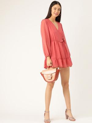 dobby detail wrap dress - 17568667 - Standard Image - 4