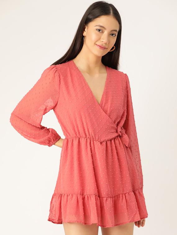 dobby detail wrap dress - 17568667 - Zoom Image - 1