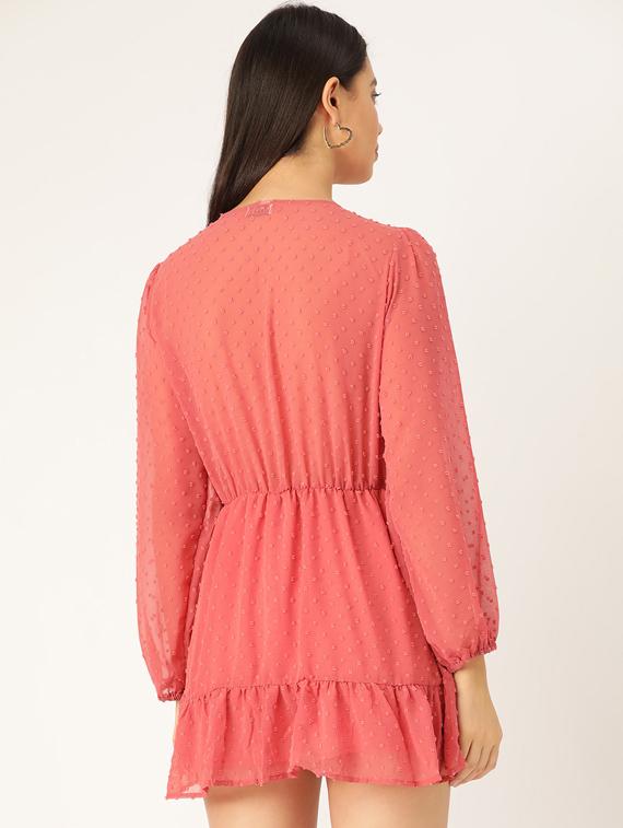 dobby detail wrap dress - 17568667 - Zoom Image - 3