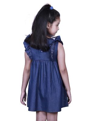 blue embroidered detail denim frock - 17569095 - Standard Image - 3