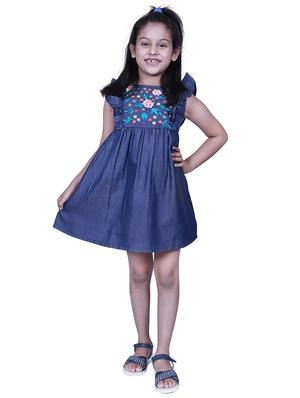 blue embroidered detail denim frock - 17569095 - Standard Image - 4