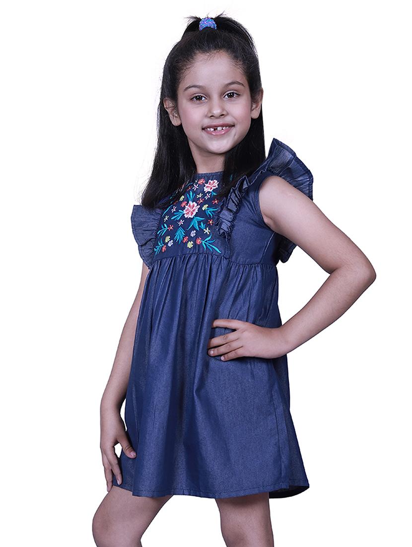 blue embroidered detail denim frock - 17569095 - Zoom Image - 2