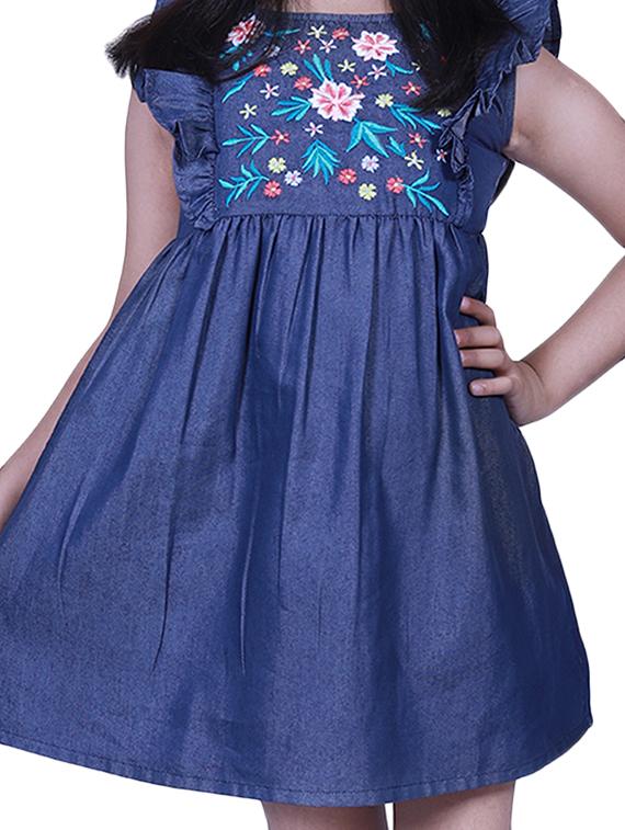 blue embroidered detail denim frock - 17569095 - Zoom Image - 5