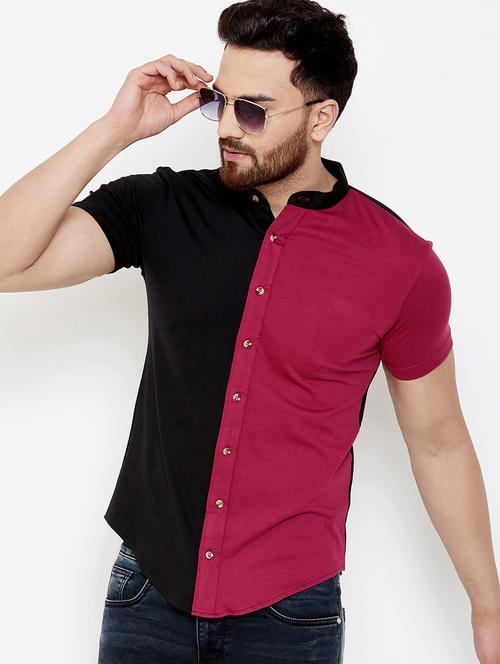 black color block casual shirt - 17569137 - Standard Image - 1