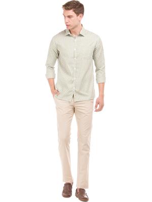 beige solid flat front casual trouser - 17569301 - Standard Image - 4