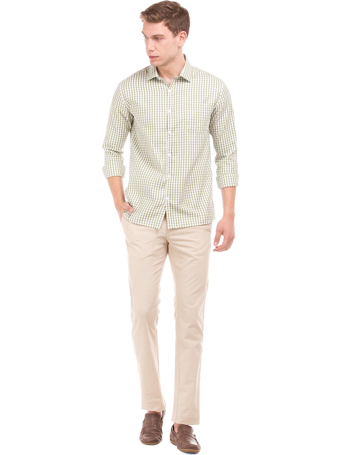 beige solid flat front casual trouser - 17569301 - Zoom Image - 4