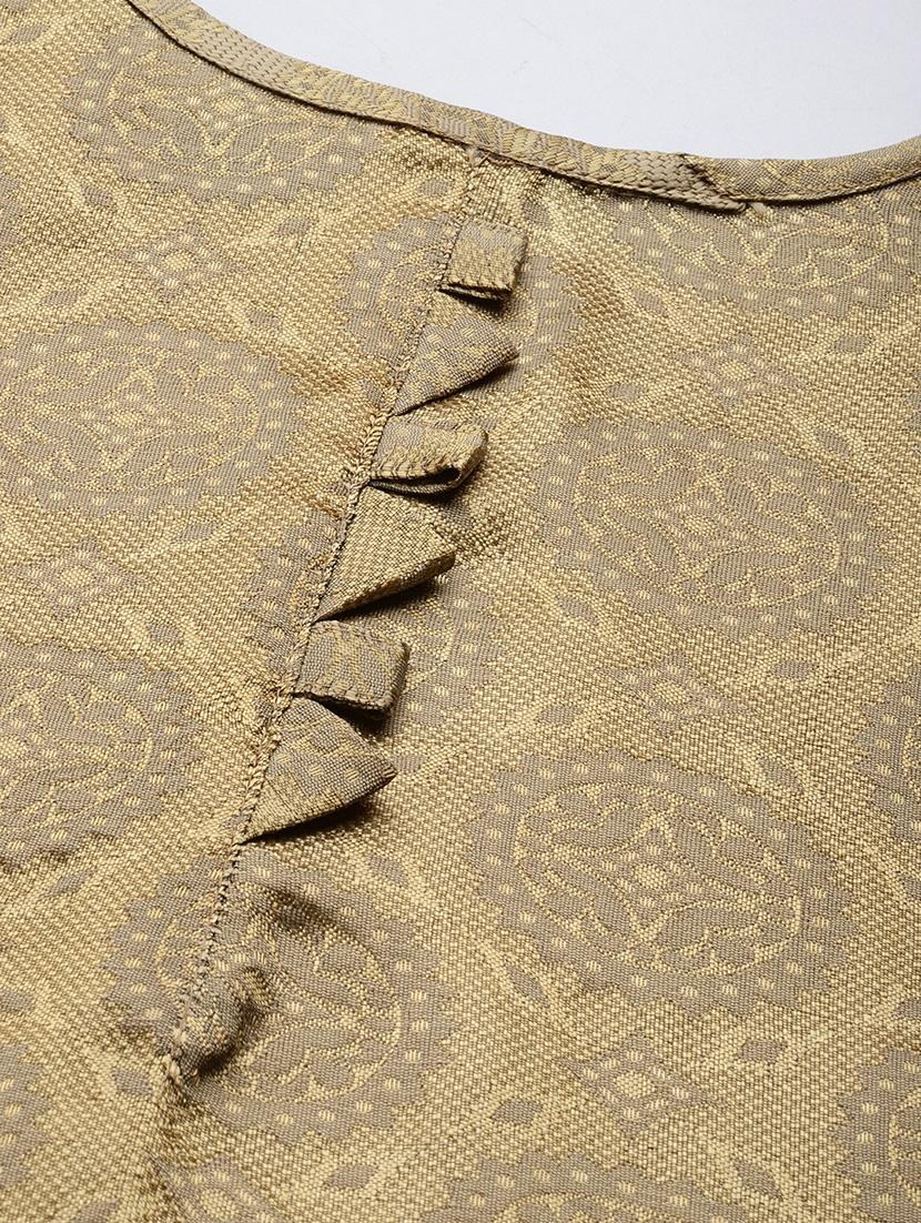 beige silk straight pant suits unstitched suit - 17569520 - Zoom Image - 5