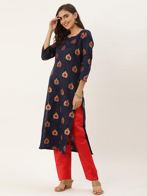 blue silk straight pant suits unstitched suit - 17569526 - Standard Image - 3