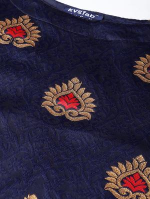 blue silk straight pant suits unstitched suit - 17569526 - Standard Image - 5